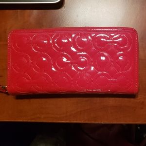 Coach Gramercy Red Patent Embossed Zip Wallet